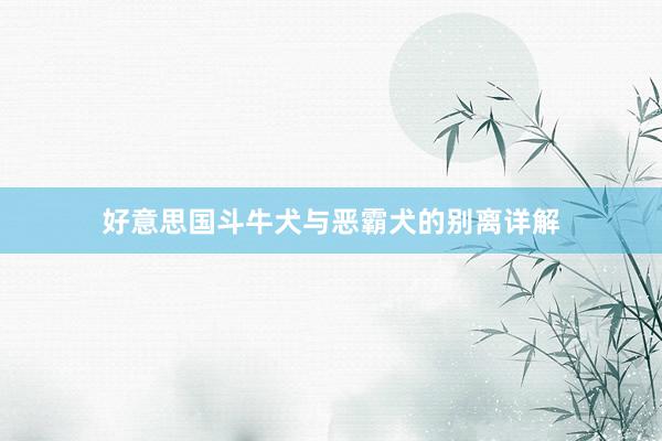 好意思国斗牛犬与恶霸犬的别离详解